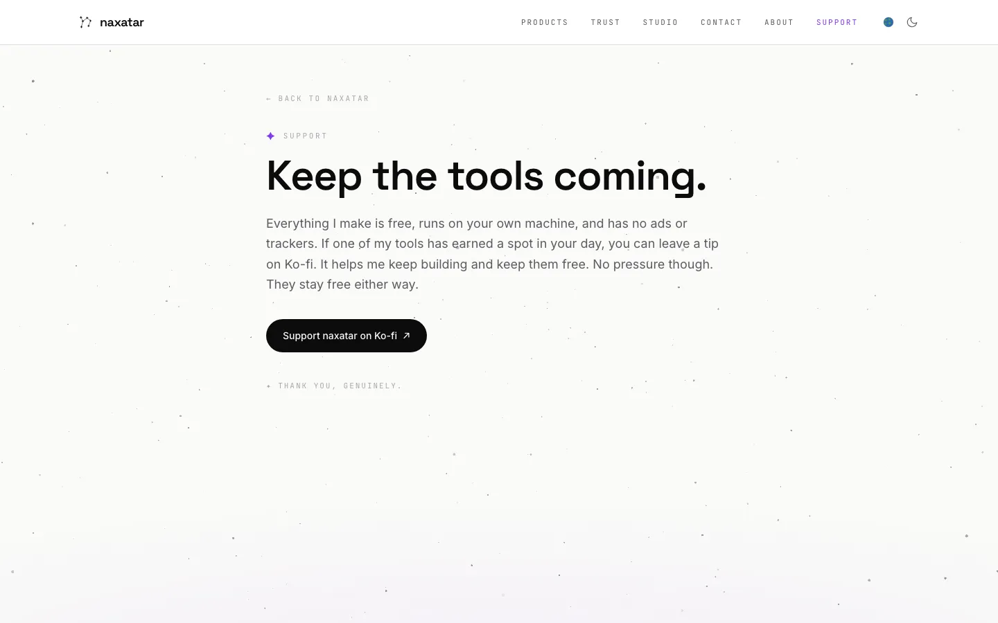 The support page before remediation, its small uppercase labels rendered in a grey that fails contrast requirements